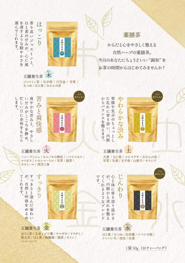 五臓茶パンフレット二つ折り210×200裏面